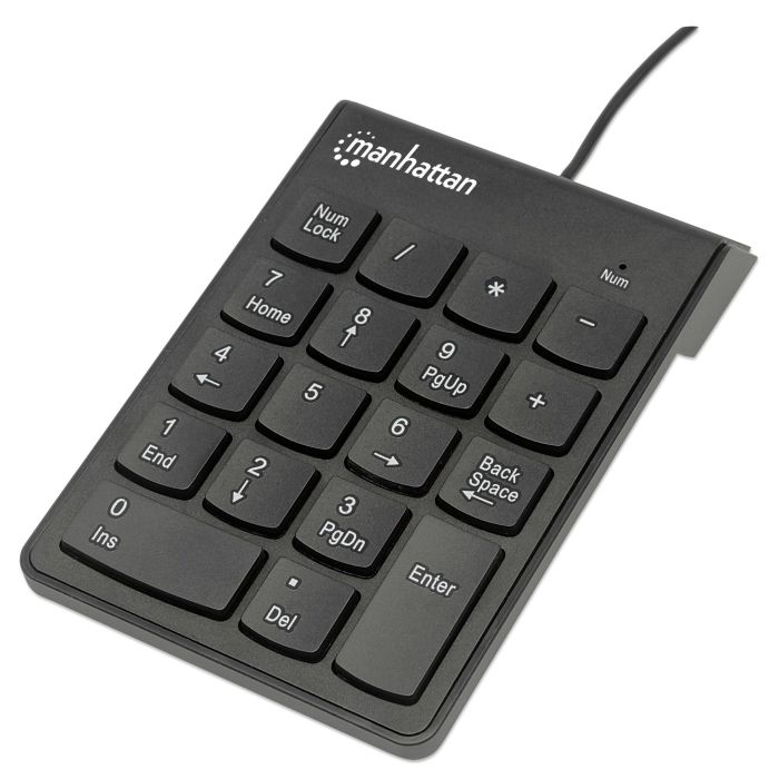 TECLADO NUMÉRICO MANHATTAN ALÁMBRICO USB 18 TECLAS COLOR NEGRO