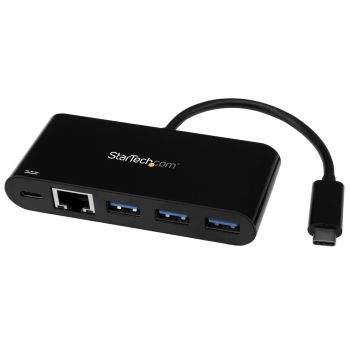 STARTECH.COM ADAPTADOR MULTIPUERTOS USB-C DE RED ETHERNET CON HUB DE 3 PUERTOS USB 3.0 Y ENTREGA DE POTENCIA
