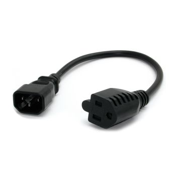 STARTECH.COM PAC100 CABLE DE TRANSMISIÓN NEGRO 0,3 M C14 ACOPLADOR NEMA 5-15R