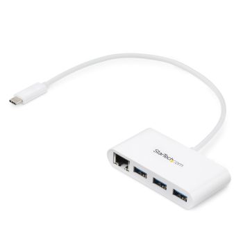 STARTECH.COM CONCENTRADOR USB 3.0 (5GBPS) DE 3 PUERTOS CON USB-C Y ETHERNET GIGABIT - HUB LADRÓN DE USB CONVENCIONAL - B