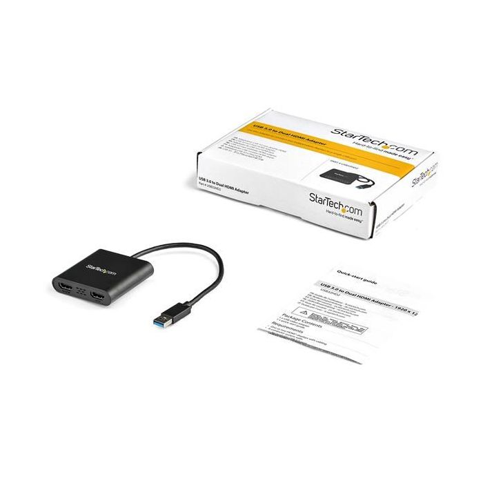 ADAPTADOR DE VIDEO EXTERNO USB 3.0 A 2 PUERTOS HDMI 4K 