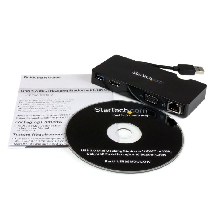 STARTECH.COM REPLICADOR DE PUERTOS USB 3.0 DE VIAJES CON HDMI O VGA - DOCKING STATION PARA PORTÁTIL