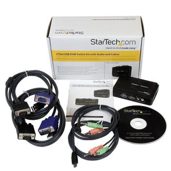 STARTECH.COM JUEGO DE CONMUTADOR KVM DE 2 PUERTOS CON TODO INCLUIDO - USB - AUDIO Y VÍDEO VGA