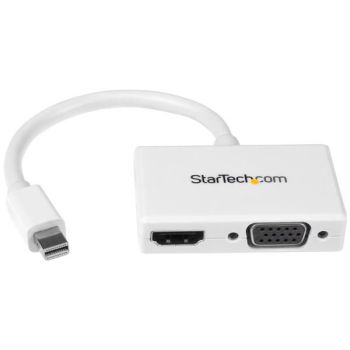 ADAPTADOR CONVERTIDOR MINI CABLE DISPLAYPORT A HDMI O VGA BLANCO 