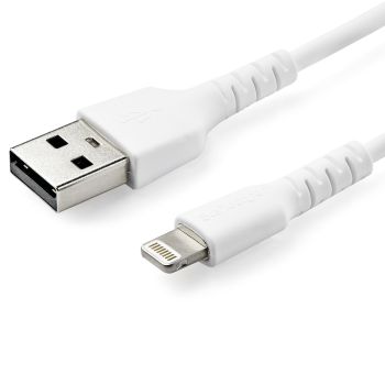 STARTECH.COM CABLE RESISTENTE USB-A A LIGHTNING DE 1 M BLANCO - CABLE DE ALIMENTACIÓN Y SINCRONIZACIÓN USB TIPO A A LIGH