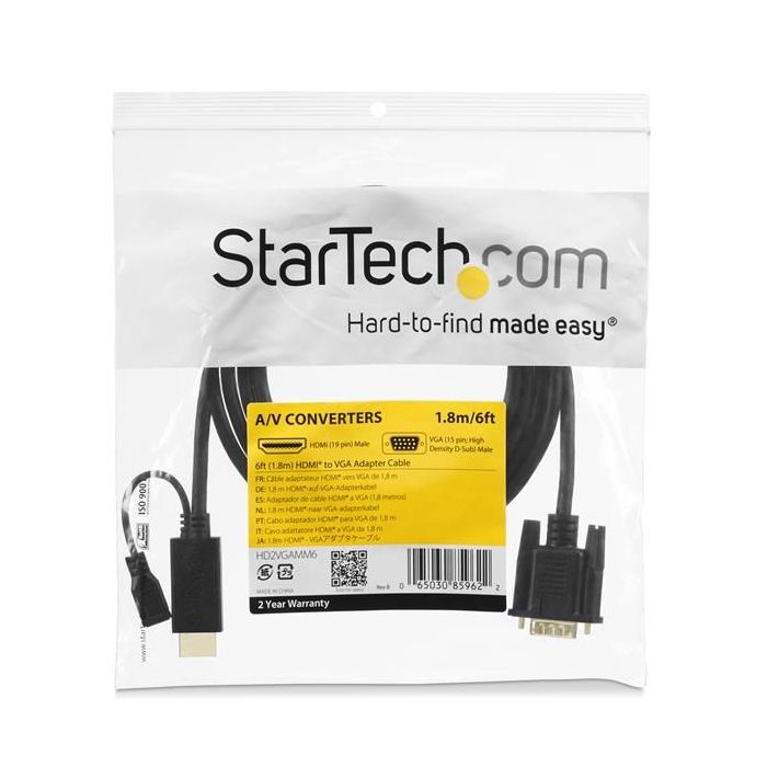 STARTECH.COM CABLE DE 1,8M CONVERSOR ACTIVO HDMI A VGA - ADAPTADOR 1920X1200 1080P