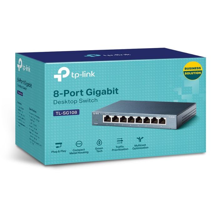 SWITCH TP-LINK SG108 8 PTOS RJ45 101001000 NO ADMINISTRABLE CARCASA METALICA