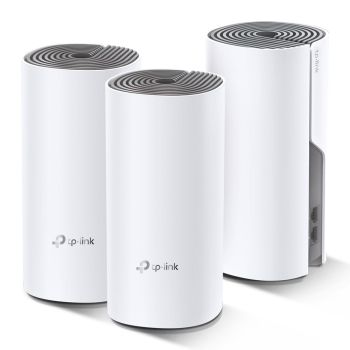 KIT DE ROUTER INALÁMBRICO MESH DECO E4 PARA HOGAR  DOBLE BANDA AC 1200   2 PUERTOS 10100 MBPS  COMPATIBLE CON AMAZON ALE