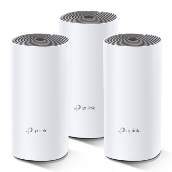 KIT DE ROUTER INALÁMBRICO MESH DECO E4 PARA HOGAR  DOBLE BANDA AC 1200   2 PUERTOS 10100 MBPS  COMPATIBLE CON AMAZON ALE 2