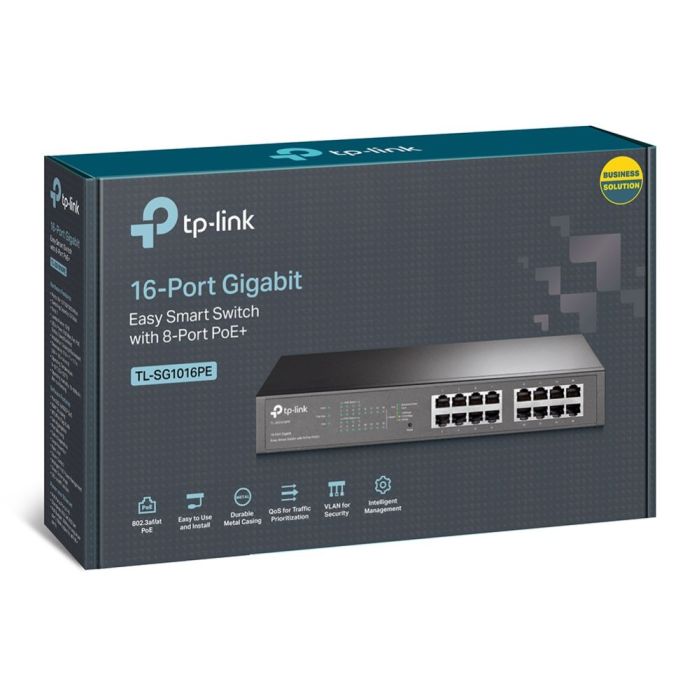 TP-LINK TL-SG1016PE SWITCH GESTIONADO L2 GIGABIT ETHERNET (101001000) ENERGÍA SOBRE ETHERNET (POE) NEGRO