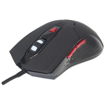 MOUSE MANHATTAN GAMING ÓPTICO LED USB 6 BOTONES COLOR NEGRO