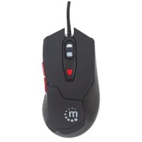 MOUSE MANHATTAN GAMING ÓPTICO LED USB 6 BOTONES COLOR NEGRO